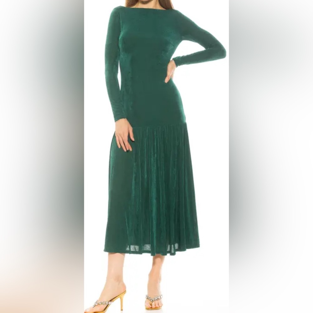 New - Alexia Admor ‘Khaite’ Long Sleeve Green Midi Dress